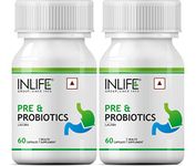 INLIFE Prebiotic and Probiotic Supplement for Gut Health | Lactobacillus Bacteria for Digestive Health Immunity Booster | Probiotics for Women Men - 60 Capsules (Pack of 2, 120)