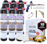 Vega Bond SF001 6-Packs with Gun, Premium Single Component, Self Expanding, Purplecoat Closed Cell Insulation Spray Foam, 29 oz w/ 5.66 R-Value, Acoustic Spray(120 Board Feet Coverage)