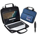 KEISKEI 11-11.6 Inch Laptop Case, Chromebook Cover with Pouch and Shoulder - Blue