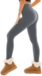 SINOPHANT Fleece Lined Leggings Women, Soft Elastic High Waisted Warm Thermal Winter Thick Yoga Pants, Grey, XXL