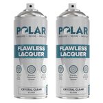 Polar Flawless Clear Lacquer Spray - 2 x 400ml - Gloss Finish - Non-Yellowing & Scratch Resistant - Interior & Exterior Surfaces for Wood, Metal, Plastics, Glass & Ceramics