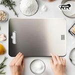HOUSEGOODS Steel Chopping Board for Kitchen, Large 35 X 25 CM, Premium 304 Grade Stainless Steel Cutting Board, Rust-Free, Anti-Bacterial, Chef Approved, Ideal for Vegetables, Fruits, Meat