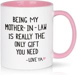 Cabtnca Mother in Law Gifts from Daughter in Law, Mothers Day for Mother in Law Christmas Birthday Gifts, Being My Mother-in-law Is Really The Only Gift You Need, Mother in Law Mug, 11Oz