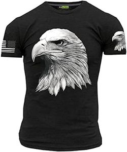 Eagle T-Shirt with American Flag Men's Patriotic Shirts L Black