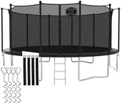 CITYLE 1500LBS 8 10 12 14 15 16 FT Tranpoline for Adults/Kids with Safety Enclosure Net, Basketball Hoop, Ball, Wind Stakes and Ladder, Heavy Duty Outdoor Recreational Tranpolines for Family