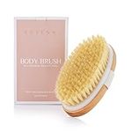 Dry Brushing Body Brush - Best for Exfoliating Dry Skin, Lymphatic Drainage and Cellulite Treatment - Organic Spa Exfoliator and Massage Scrub Brush with Natural Boar Bristles (Oval)