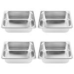 HOIGON 4 Pack 1/2 Size Steam Table Pan, 4 Inch Deep Stainless Steel Hotel Pan, Anti-Jam Steam Pan Half Size Hotel Pans for Buffet, Restaurants, Catering