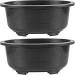 DOITOOL 2Pcs Bonsai Training Pot 15 inch Plastic Flower Pot Bonsai Pot with Drainage Hole, Oval Bonsai Planter Pot Plants Growing Pots for Nursery, Garden, Balcony, Black
