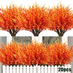 RECUTMS 20 Bundles Artificial Fall Flowers No Fade Faux Autumn Plants, Fake Indoor Outdoor Greenery for Thanksgiving Christmas Wedding Party Home Garden Fireplace Décor