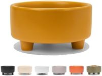 Waggo Uplift Ceramic Dog Bowl for Small Medium and Large Breeds - Heavyweight and Durable Pet Food and Water Dish Crock, Dishwasher Safe, Modern, Elevated Feeder (Mustard, Medium)