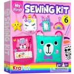 KRAFUN My First Sewing Kit for Kids Age 5 6 7 8 9 10 11 12 Beginner Art & Craft, Includes 6 Easy Projects Dolls and Pillows, Instruction & Plush Felt Materials for Learn to Sew, Embroidery Skills