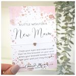 A Little Wish for a New Mum | Mummy To Be Wish Bracelet. Pregnancy Congratulations. New Baby Shower Card. Tibetan Baby Feet Charm. Wish String Cord Bracelet. Modern Greeting Card