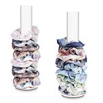 FHDUSRYO 2Pcs Acrylic Scrunchie Holder Stands, Clear Scrunchy Display Organizers, Vertical Jewelry Bracelet Hair Ties Accessories Holders for Women Girls Gifts