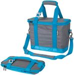 CleverMade Tahoe Collapsible Cooler Bag, 30 Can - Structured, Leakproof Coolers for Travel with Shoulder Strap & Bottle Opener - Soft-Sided, Insulated Camping Cooler: Grey/Blue