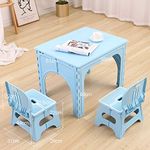 ZH Childrens kids table and chairs folding, foldable portable toddlers activity table, plastic table and 2 chairs set for Boys girls