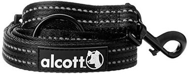 alcott Adjustable Leash with Reflective Stitching & Neoprene Padding, Large, Black