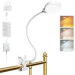 Glocusent 5W Clip on Light, 36 LED Reading Lamp, Eye Caring Bedside Light, 3 Color & 5 Brightness Levels, Clip on Lamp with Gooseneck, Perfect Bed Lamp, Makeup Light, and Clip on Reading Light