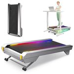 UREVO CyberPad Smart Walking Pad with 14% Auto Incline, Under Desk Treadmill for Office Fitness, Brushless Motorized, Speed-Responsive Lighting, Open-Front Running Area, AI-Powered App