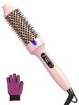 Haokoo Thermal Brush for Blowout Volume & Smooth Hair - 38mm Hot Brush, Ionic Anti-Frizz Heated Brush, 6 Heat Settings, Dual Voltage, Lightweight 250g, Pink