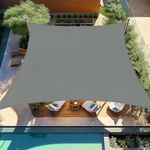 Falflor 2x3m Sun Shade Sail Rectangle Waterproof Shade Sail Durable Awning for Patio UV Block Outdoor Garden Canopy for Party Backyard Lawn(Grey)