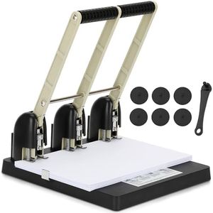 Heavy Duty 3 Hole Punch, Labor-Saving Handle, Punches up to 150 Sheets of Paper for Schools, Print Stores and Corporations, for Binders with Ergonomic