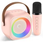 Karaoke Machine for Kids Adults, Portable Bluetooth Speaker with Wireless Microphone Karaoke Toys Gifts for Girls Age 4 5 6 7 8 9 10 12 + Birthday Party