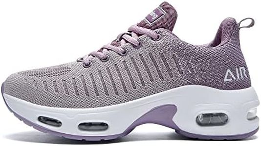 MAFEKE Women Walking Shoes Air Cushion Slip On Tennis Mesh Fashion Running Sneakers Platform Loafers (Purple US 9 B(M)