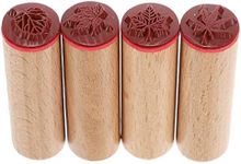 EXCEART 4Pcs Wooden Stamps Fall Leaves Pottery Printing Blocks Diary Scrapbook Stamps for Children DIY Scrapbooking Planner Card Making