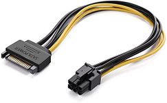 CABLESETC PCI-E Graphics Card Power Connector Cable Adapter SATA 15 Pin Male to 6-Pin Male video cord [Yellow, Black]