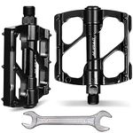 NUWAB Premium Bike Pedals, 3 Sealed Bearings Bicycle Pedals, 9/16inch Threads of Bike Flat Pedal, Aluminum Alloy Bicycle Cycling Pedals, Come With Installation Wrench