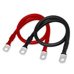 CyanHall Battery Cable 4AGW Gauge Red + Black 12 Inch Battery Inverter Pure Copper Battery Inverter Cables Solar for Solar RV Car Boat Automotive Marine Motorcycle with 3/8" Lugs