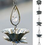 Retrome Rain Chains, 8.5Ft Length Replacement Downspout for Gutters, Acrylic Teardrop & Flower-Shaped Cup Rain Chain…