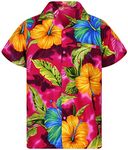 V.H.O. Funky Hawaiian Shirt, Big Flower, Pink, XL