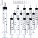 20 Pack 3ml Plastic Sterile Syringes with Storage Caps, Luer Slip Tip Syringe for Scientific Labs, Feeding Pets, Liquids Measuring Syringe Tools