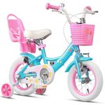 Glerc 12 Inch Kids Bike for 1 2 3 4 Years Old Little Girls Cute Bicycles with Basket Training Wheels and Bell,Blue