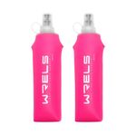 WRELS Folding Soft Flask Portable Collapsible Running Lightweight Water Bottle for Outdoor Sports,Travel with Mouthpeice Cover