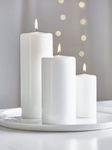 AuraDecor Unscented Pillar Candle Set of 3 | Votive Candles for Home Decor | Diwali Decoration Long Burning, Smokeless, Dripless | Parraffin Wax (3x3, 3x4, 4x6 Inches)