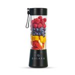 SOLARA Blendkwik Portable Blender for Juices, Shakes, Smoothies, Crushing Ice, USB Rechargeable Battery with 4000 mAh 180Watts Motor,450ml, Black Knight