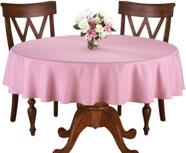 Collections Etc 70 Inch Round Solid Colored Tablecloth, 100% Durable Polyester, Rose