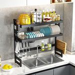 Expandable Dish Drying Rack 2 Tier Over Sink Plate Dish Drainer Kitchen Counter Storage Organizer Cutlery Utensil Chopping Board Holder