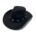 Willheoy Cowboy Hat for Women Western Hat for Men Cowboy Felt Hat Adjustable Outdoor Hat with Shapeable Brim Black