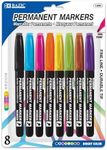 BAZIC Products Permanent Marker Fine Tip Assorted Color Markers, Coloring Doodling on Plastic Wood Metal Glass Stone, for School Office Art (8/Pack), 24-Packs