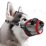 Eyein Soft & Breathable Dog Muzzle - Adjustable Dog Muzzle to Prevent Biting & Barking, Training Dog Mask Mouth Guard Allows Panting Drinking with Adjustable Loop for Small Medium Large Dogs(Red,L)