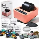 BRYTE Rock Tumbler Pink, 3 Speeds & Digital 9-Day Polishing Timer, Dual Injection, Self-Cooling Premium Motor, Professional Grade Rock Polisher Kit, Ideal for Kids & Adults