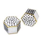 Kateaspen 28350NA Modern Classic Hexagon Favor Box (Set of 12), Paper, White, Black and Gold