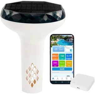 kactoily Solar Powered Smart Pool Water Monitor, 6-in-1 Digital Tester with WiFi Gateway & App, Tracks pH ORP Salinity TDS EC Temp for Saltwater & Chlorine Pools