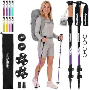 TrailBuddy Trekking Poles - Lightweight, Collapsible Hiking Poles for Snowshoe & Backpacking Gear - Pair of 2 Walking Sticks for Hiking, 7075 Aluminum with Cork Grip