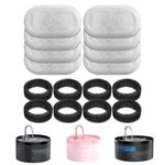 GIOTOHUN Cat Fountain Filter, 8 Pieces Filters + 8 Pieces Foam Filters for Cat Drinking Fountain, Filtering Hair (Sponge), Triple Filtering (Filter), Suitable for H1, H1-8PCS