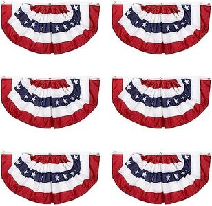 Juvale 6-Pack American Flag Bunting for 4th of July, 36.5x 18.5in, Pleated Flag, USA Half Fan Banner for Independence Day, Memorial Day, Holidays and Labor Day, Indoor, Outdoor Patriotic Decorations