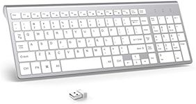 Wireless Keyboard J JOYACCESS 2.4G Slim and Compact Wireless Keyboard with Numeric Keypad for Laptop, Mac air, Apple, Computer, PC-White+Silver